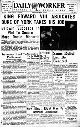 Daily Worker, 11th December 1936, front page
