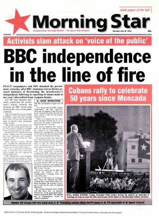 Daily Worker, 28th July 2003, front page
